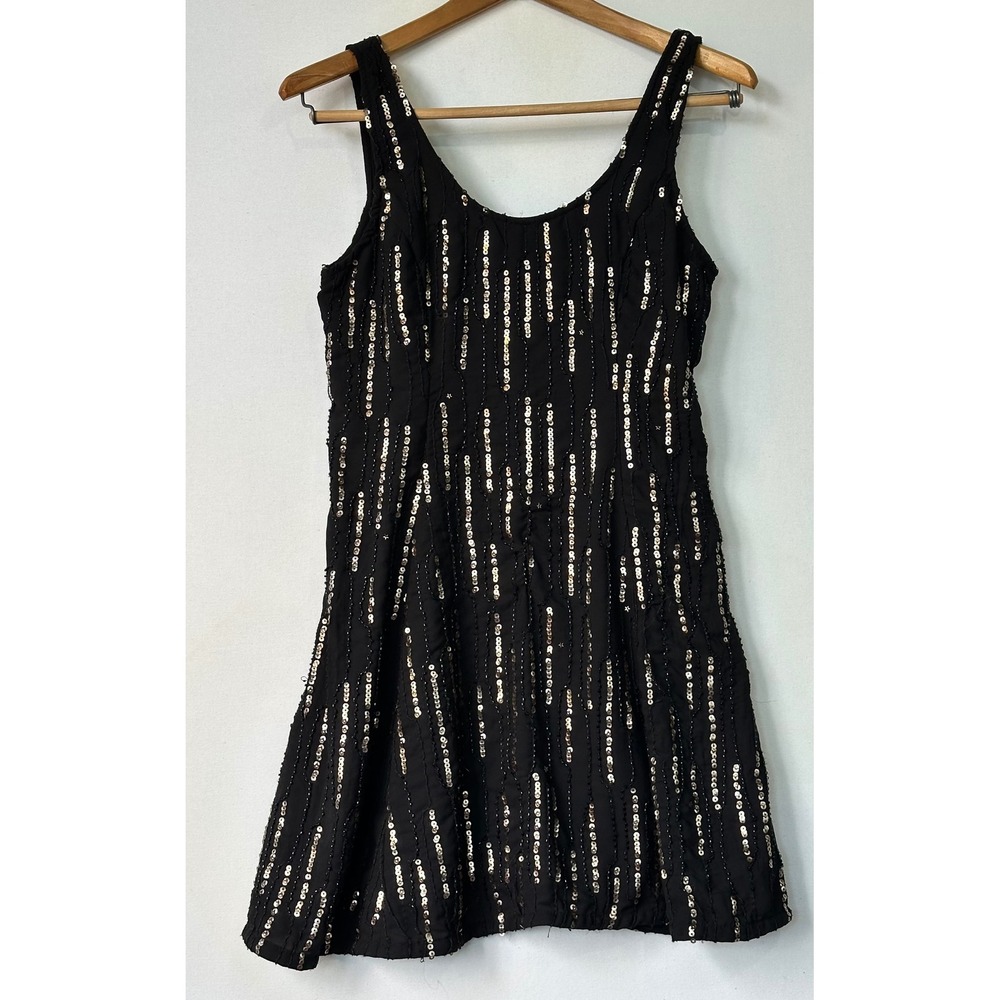 Hollister Sequin Beaded Shift Dress Dancing Cocktails Party Womens S Black